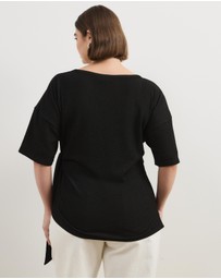 Atmos&Here Curvy - Monica Textured Tie T-Shirt