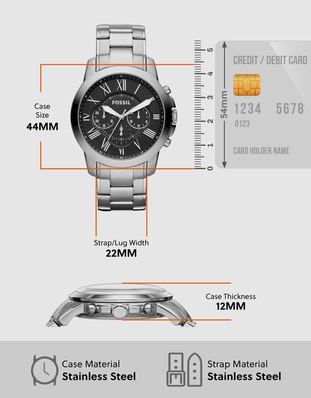 Fossil - Fossil Grant Silver Watch FS4736