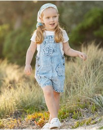 Fox & Finch - Grow Wild Flower Applique Denim Overall - Kids