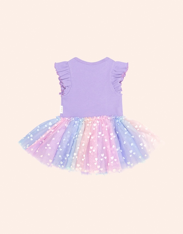 Huxbaby - Purple Short Sleeve Rib Dress - Babies-Teens