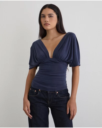 Motel Rocks - Vernia Plunge Batwing Top