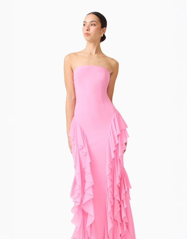 Elliatt - Amelina Strapless Ruffle Gown In Pink