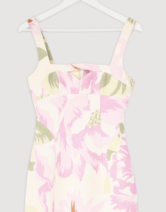 Revibe - Repaired BY JOHNNY. Edens Floral Square Peep Midi Dress - AU 6