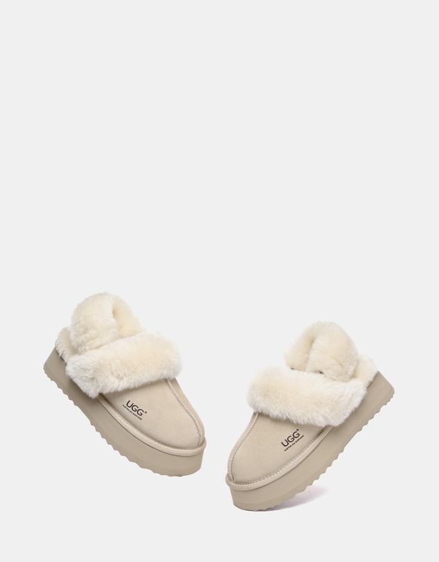 EVERAU - Australian Shepherd Ugg Musa Platform Cow Suede Upper House Shoes