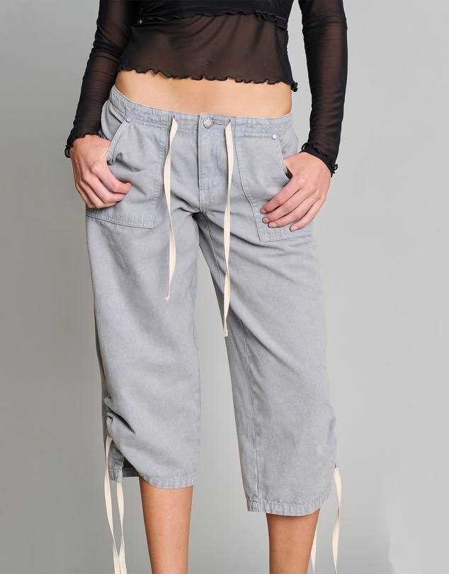 Love and Nostalgia - Big Bully Capri Drawstring Pant - Cement
