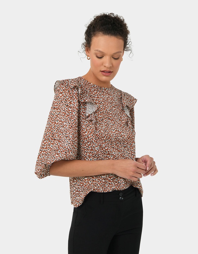 Forcast - Chelsea Frill Detail Balloon Sleeve Top