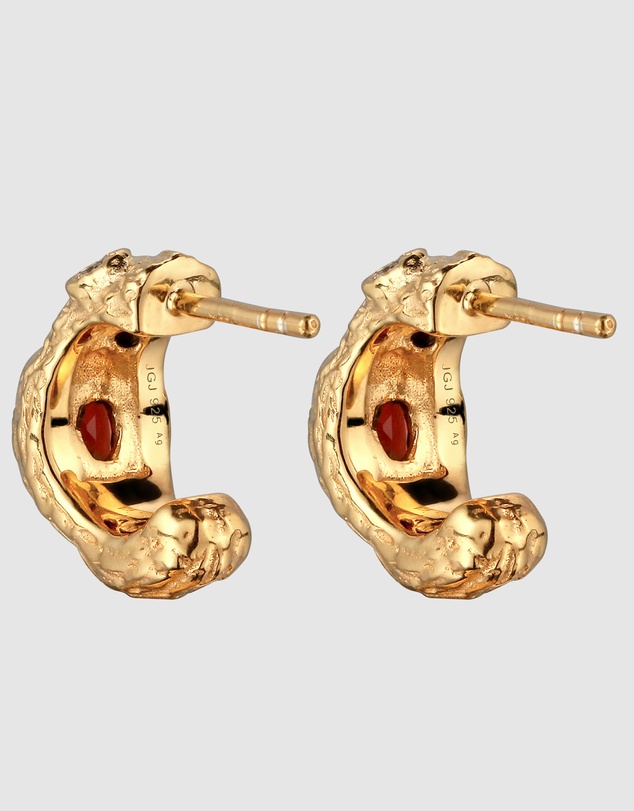 Elli Jewelry - Topaz and Garnet Hoop Earrings in Gold-Plated 925 Silver