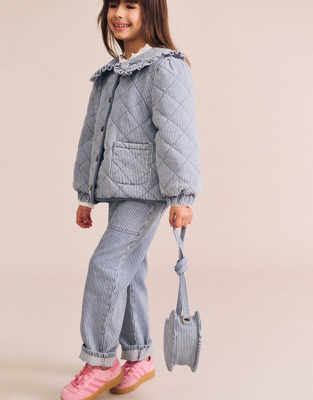 Huxbaby - Vintage Bow Collar Denim Jacket - Babies-Kids
