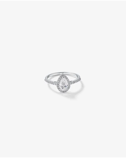 Michael Hill - Pear Shaped Cubic Zirconia Halo and Side Accent Ring in Sterling Silver