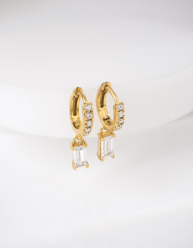 Wanderlust + Co - Baguette Gold Baby Huggie Earrings