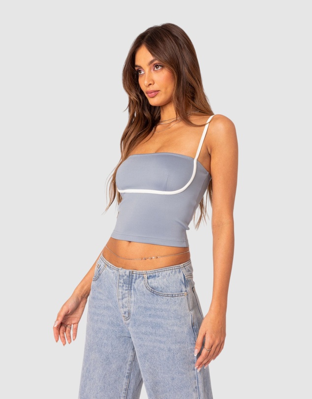 EDIKTED - Yang Contrast Strap Tank Top