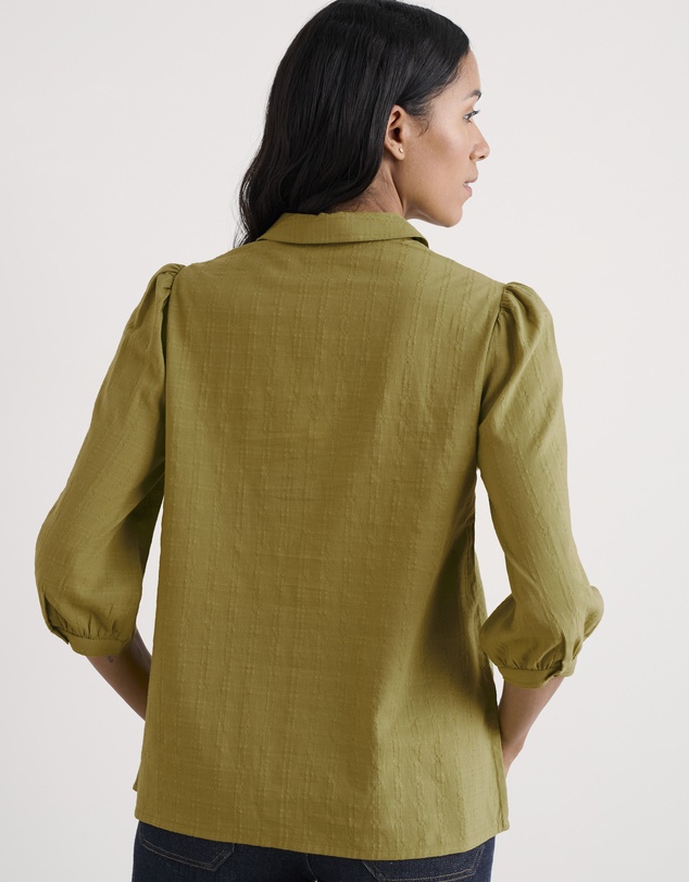 Seasalt - Seasalt Cornwall Green Hope Cottage Organic Cotton Check Blouse