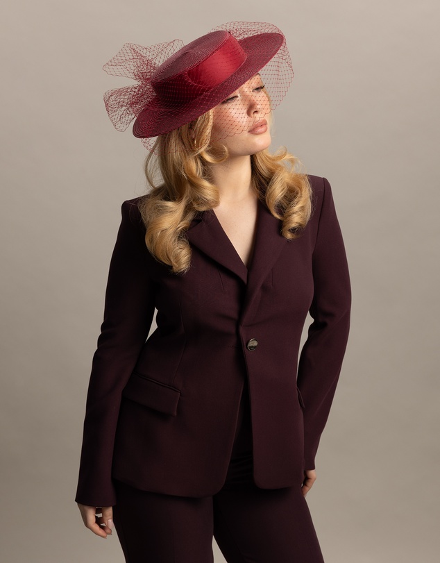 Morgan & Taylor - Danika Racewear Boater in Burgundy Red