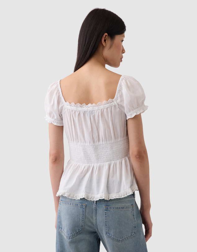 GAP - SS Long Lace Insert Button Front Top