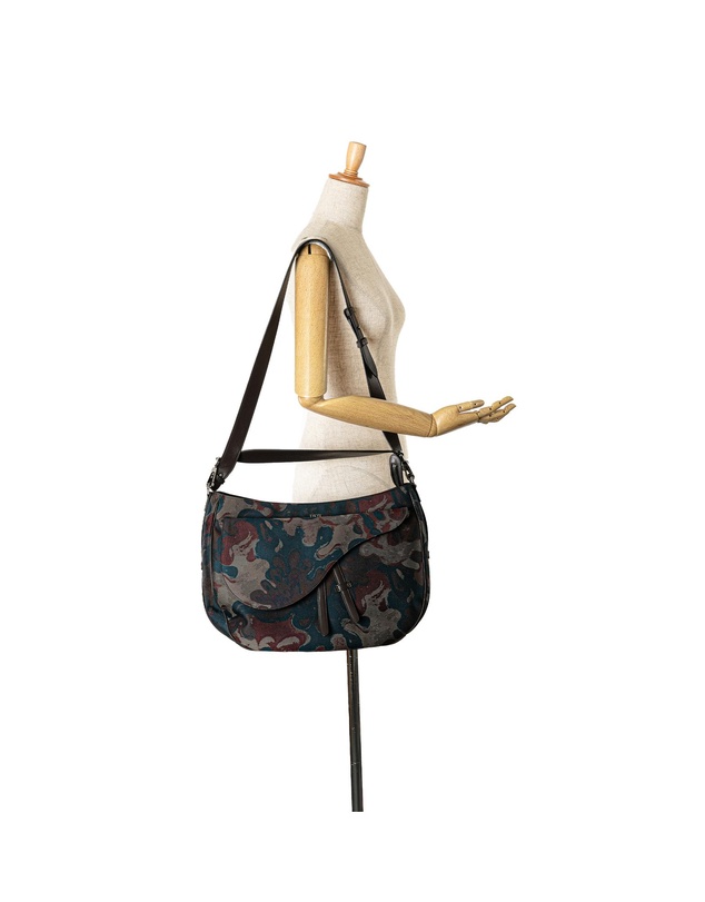 Dior - Pre-Loved Peter Doig Canvas Camouflage Soft Saddle Bag