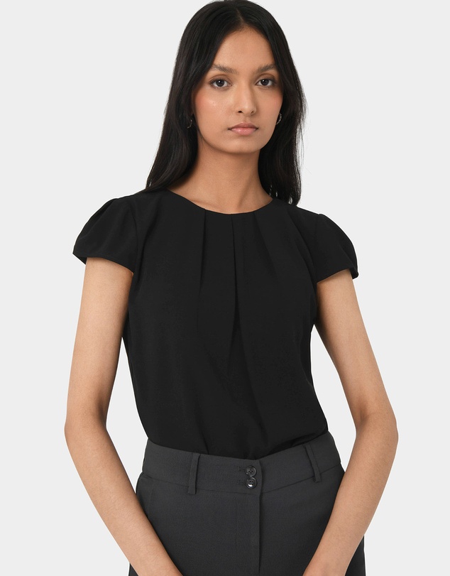 Forcast - Tamera Pleated Round Neck Top
