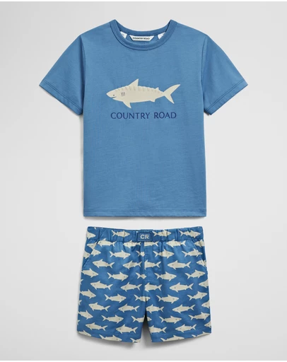 Country Road - Short Sleeve Shark Pyjama Set