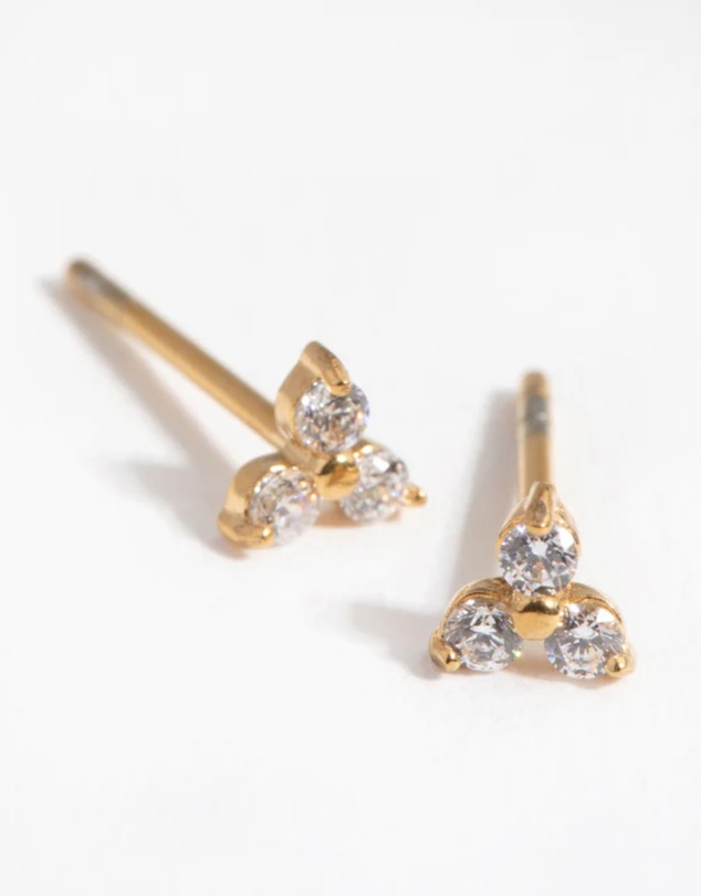 Lovisa - 24 Carat Gold Plated Surgical Steel Cubic Zirconia Cluster Stud Earrings