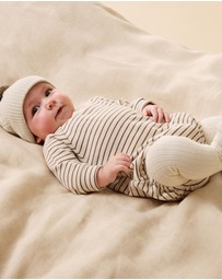 Wilson & Frenchy - Nutmeg Stripe Organic Waffle Bodysuit - Babies