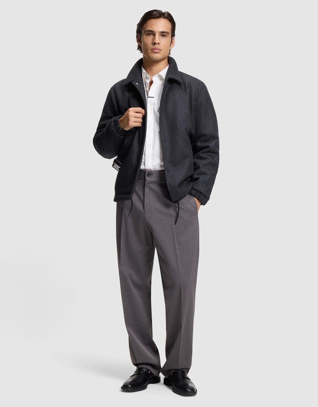 HUGO - Modern-Fit Trousers in Pin-Check Stretch Fabric