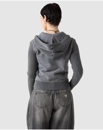 GUESS Originals - GUESS Originals Mixed Rib Zip Hoodie