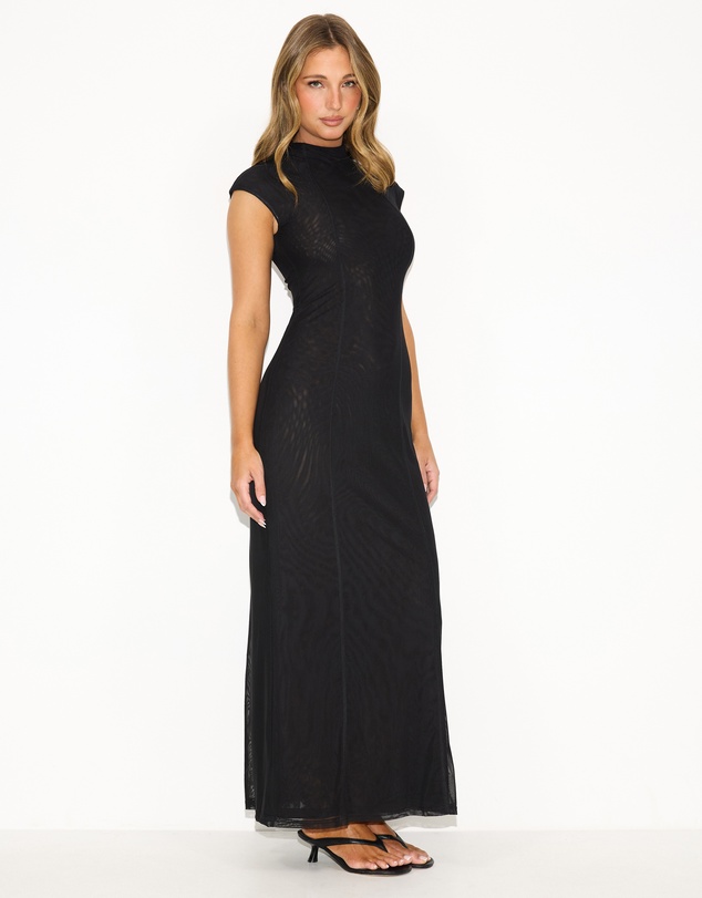 Dazie - Premiere Mesh Cap Sleeve Maxi Dress
