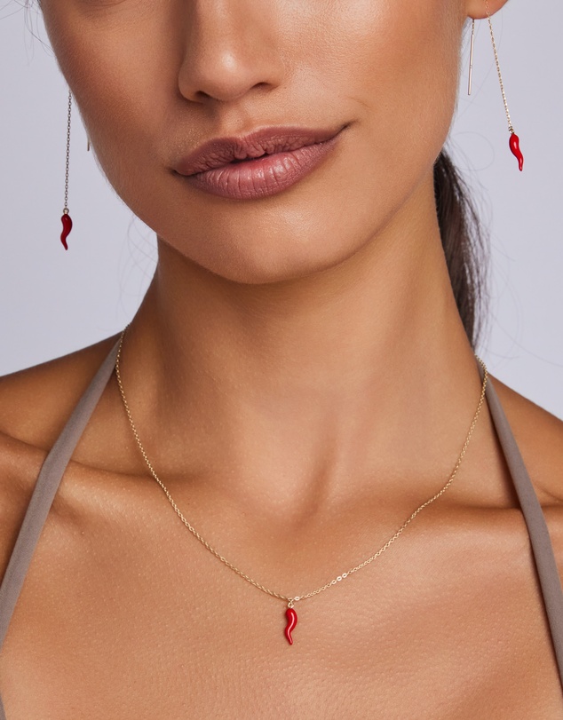 Zoe Olivia - 9K Gold Red Horn Necklace