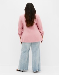 City Chic - Plus size Imogen Gather Sleeve Blazer - baby pink