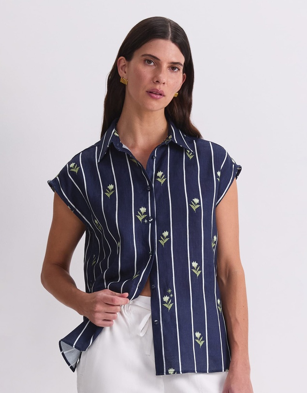 Sportscraft - Hampton Stripe Linen Blouse