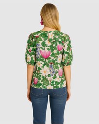 Honey and Beau - Lace Up Top