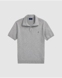 Polo Ralph Lauren - Rib-Knit Cotton Johnny-Collar Sweater - ICONIC EXCLUSIVE