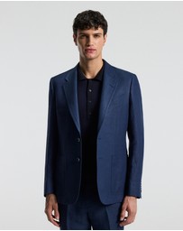 Calibre - Textured Linen Blend Blazer Denim Blue