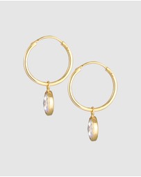 Elli Jewelry - Earrings Creoles Pendant Oval With Zirconia In 925 Sterling Silver Gold Plated