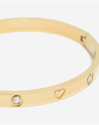 Lovisa - Waterproof Gold Plated Stainless Steel Cubic Zirconia Heart Bangle