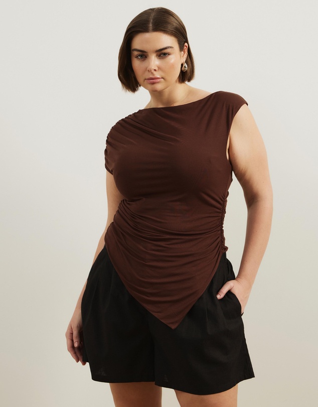 Atmos&Here Curvy - Lila Gathered Shoulder Bamboo Top