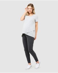 Ripe Maternity - Short Sleeve Raw Edge Nursing Top