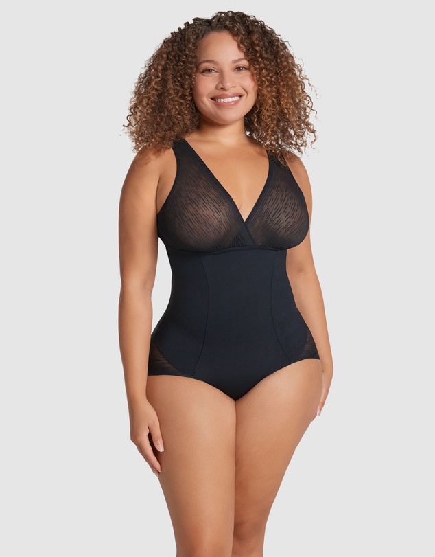 Leonisa - Sheer Stripe Detail Wirefree Sculpting Bodysuit