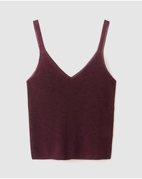 M.N.G - Lurex Knitted V-Neck Top