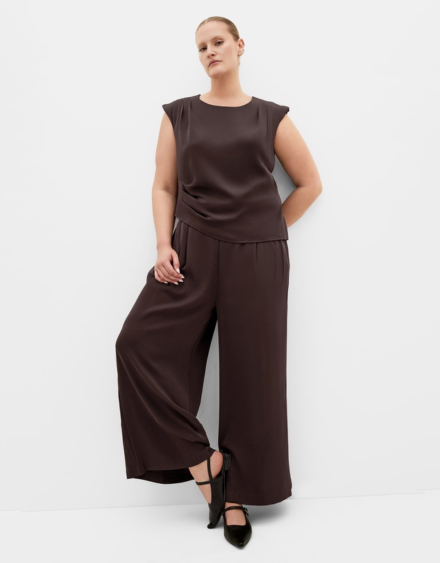 City Chic - Plus size Jett Pleat Detail Top - espresso