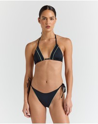Poolside Paradiso - Splice String Tie Bikini Top - Black