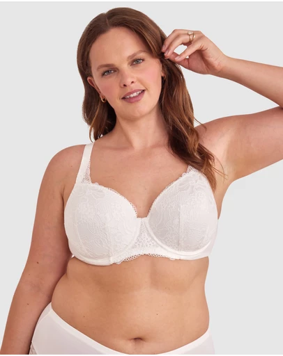 Bras N Things - Body Bliss Full Lace Curvy Balconette Bra - Ivory