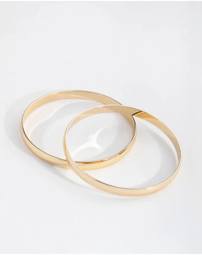 Lovisa - Gold Plated Plain Hoop Bangle Bracelets
