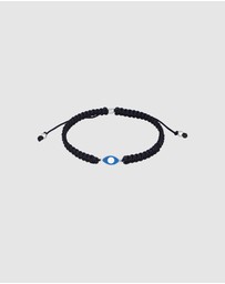 Kuzzoi - ICONIC EXCLUSIVE - Bracelet Men Evil Eye Symbol with Nylon Black in 925 sterling silver