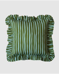 Mosey Me - Strokes Ruffle Cushion - Guacamole