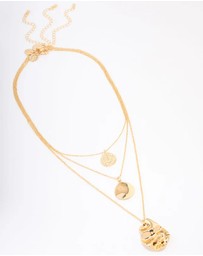 Lovisa - Gold Plated Trio Layered Molten Disc Necklace