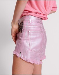 ONE TEASPOON - Pink Envy Foil Bonitas High Waist Denim Shorts
