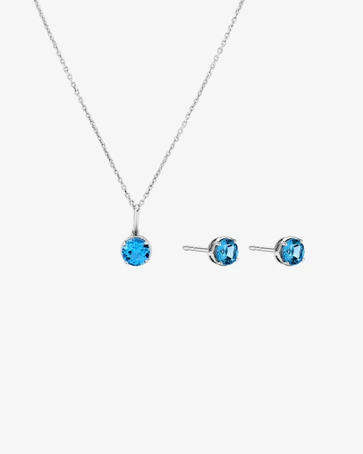 Michael Hill - Blue Topaz Necklace & Stud Earring Gift Set in Sterling Silver