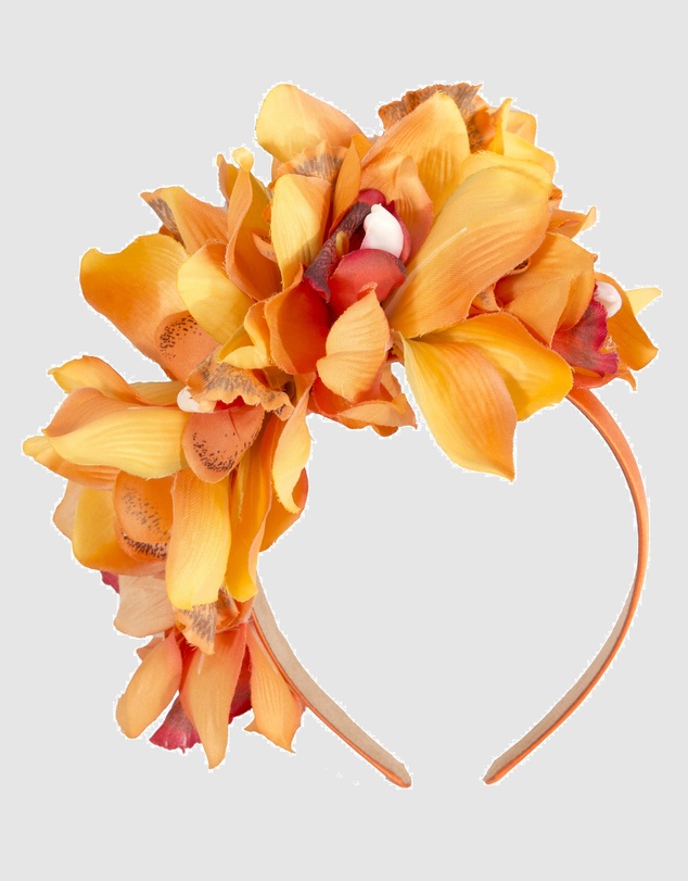 Max Alexander - Large Orange Flower Headband Fascinator