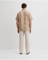 Country Road - Tencel Linen Palm Print Short Sleeve Shirt