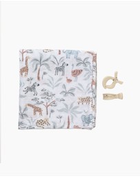 Living Textiles - Organic Muslin Swaddle & Peg Set - Wild Safari